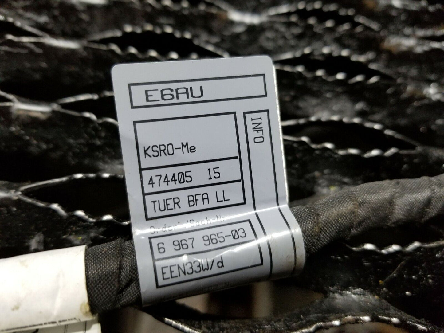 06 07 08 09 10 BMW 650i E63 Front Door Wire Wiring Harness Passenger Right OEM