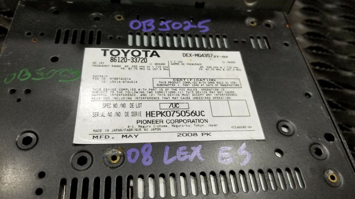 2008 08 Lexus ES350 Navigation Radio AM FM Cd Player Receiver OEM #62