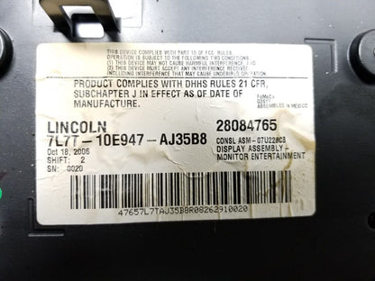 2007 - 2014 Lincoln Navigator Overhead Roof Entertaimen Display Screen OEM