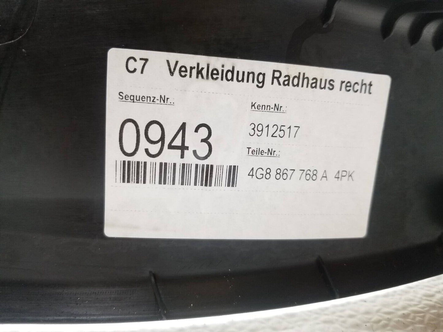 12 13 14 15 16 17 Audi A7 Rear Sill Scuff Kick Plate Cover Right Pass Side OEM