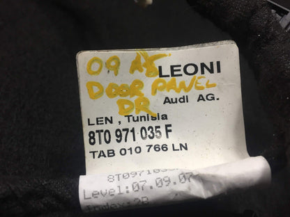08 09 10 11 Audi A5 Coupe Front Left Driver Door Panel Wire Harness OEM