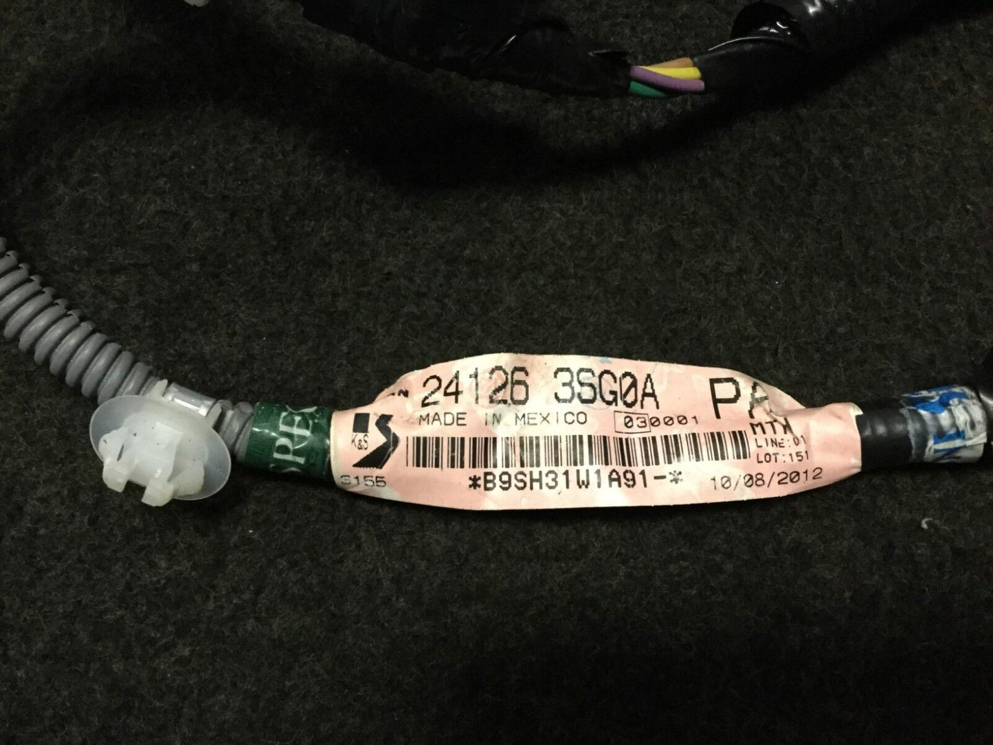 13 14 15 16 Nissan Sentra Rear Left Driver Door Wire Harness OEM 60k Miles